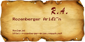 Rozenberger Arián névjegykártya